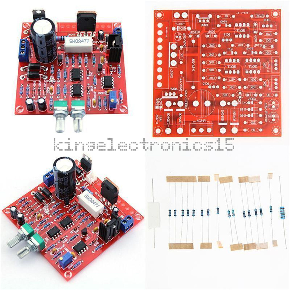 Red 0-30V 2mA-3A Continuously Adjustable DC Regulated Power Supply DIY Kit PCB