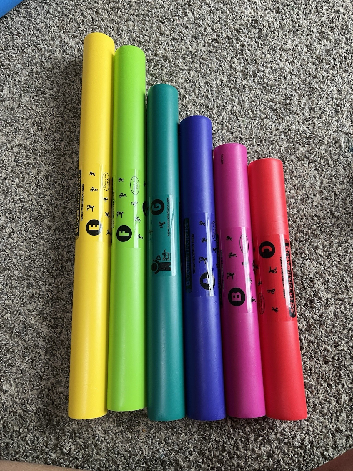Boomwhackers Tuned Percussion Tubes 6 Pack Set F G A B C E Color Tuned