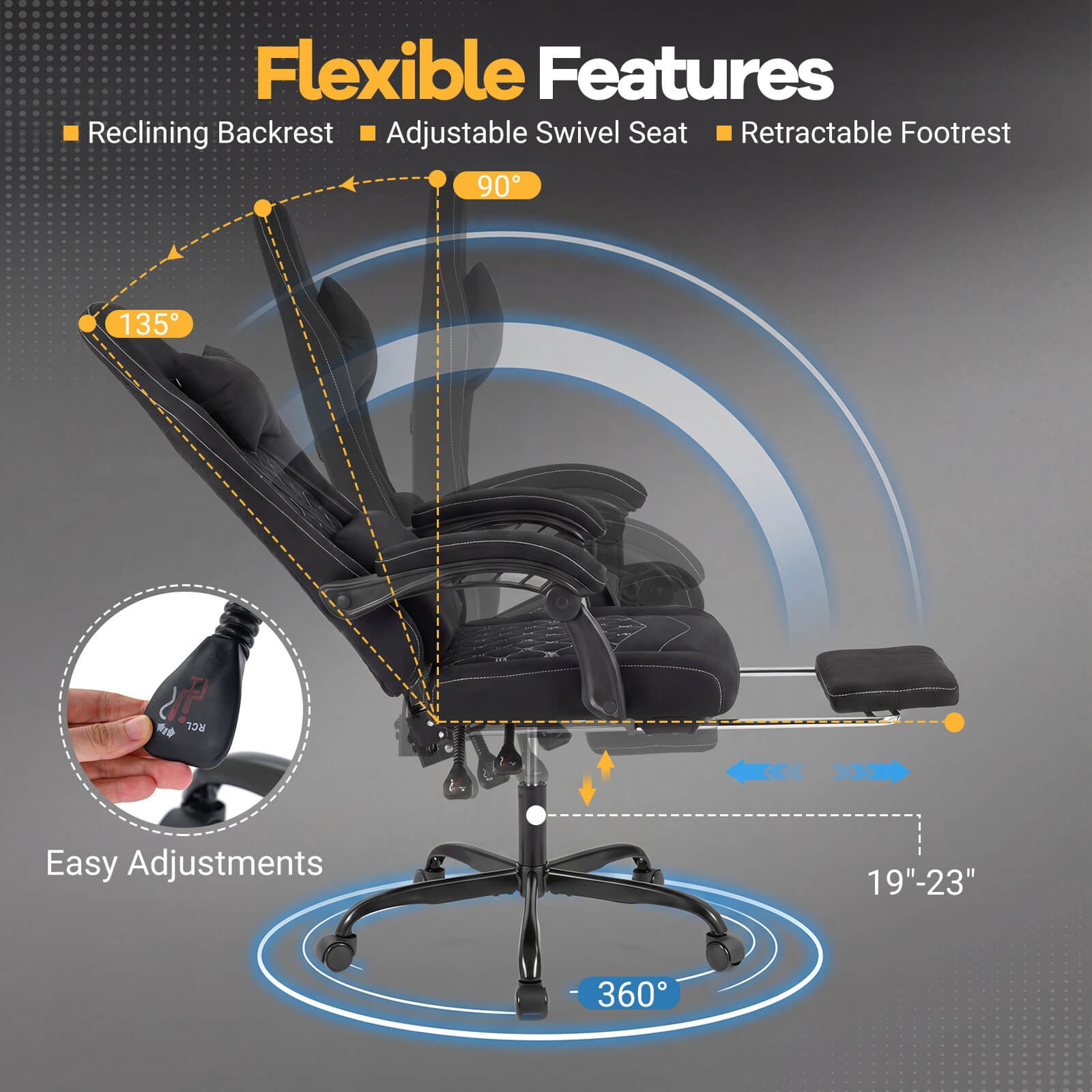 Height Adjustable Computer Chair w/Headrest, Lumbar Support, Linkage Armrests