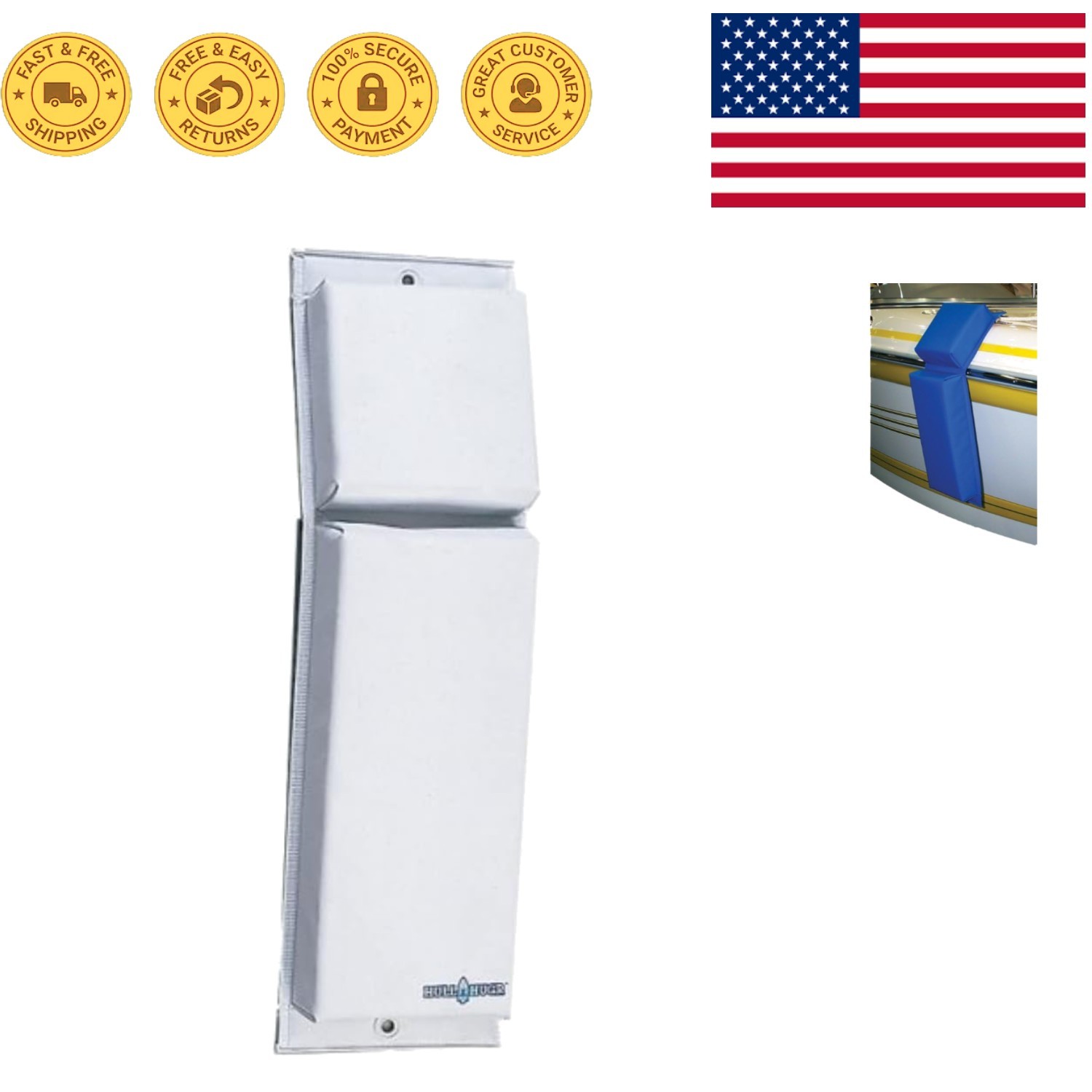 Modern Contour Boat Fender - Durable, Space-Saving Docking Bumper, 24" x 6"