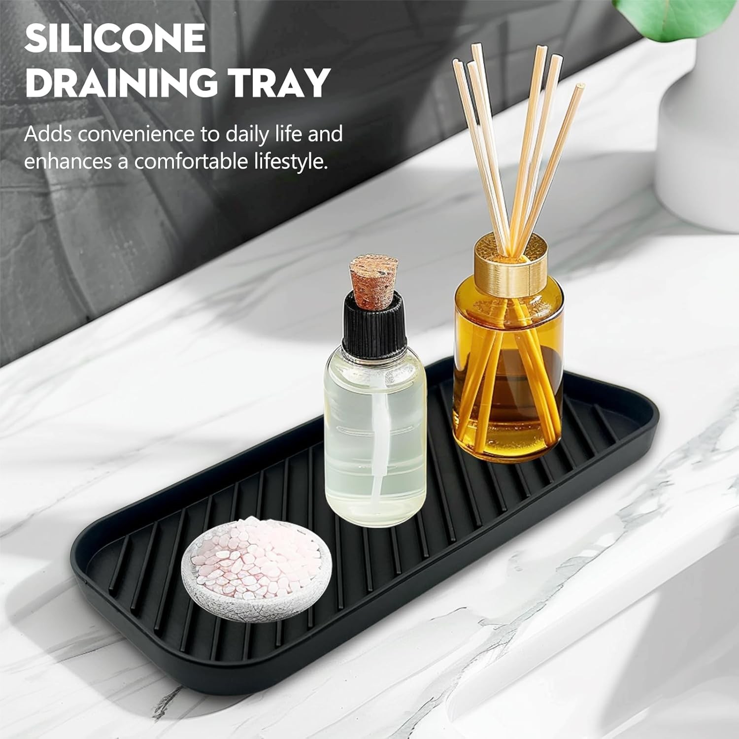 Silicone Sink Organizer Tray Multi-Use Soap & Sponge Holder Kitchen & Bathroom