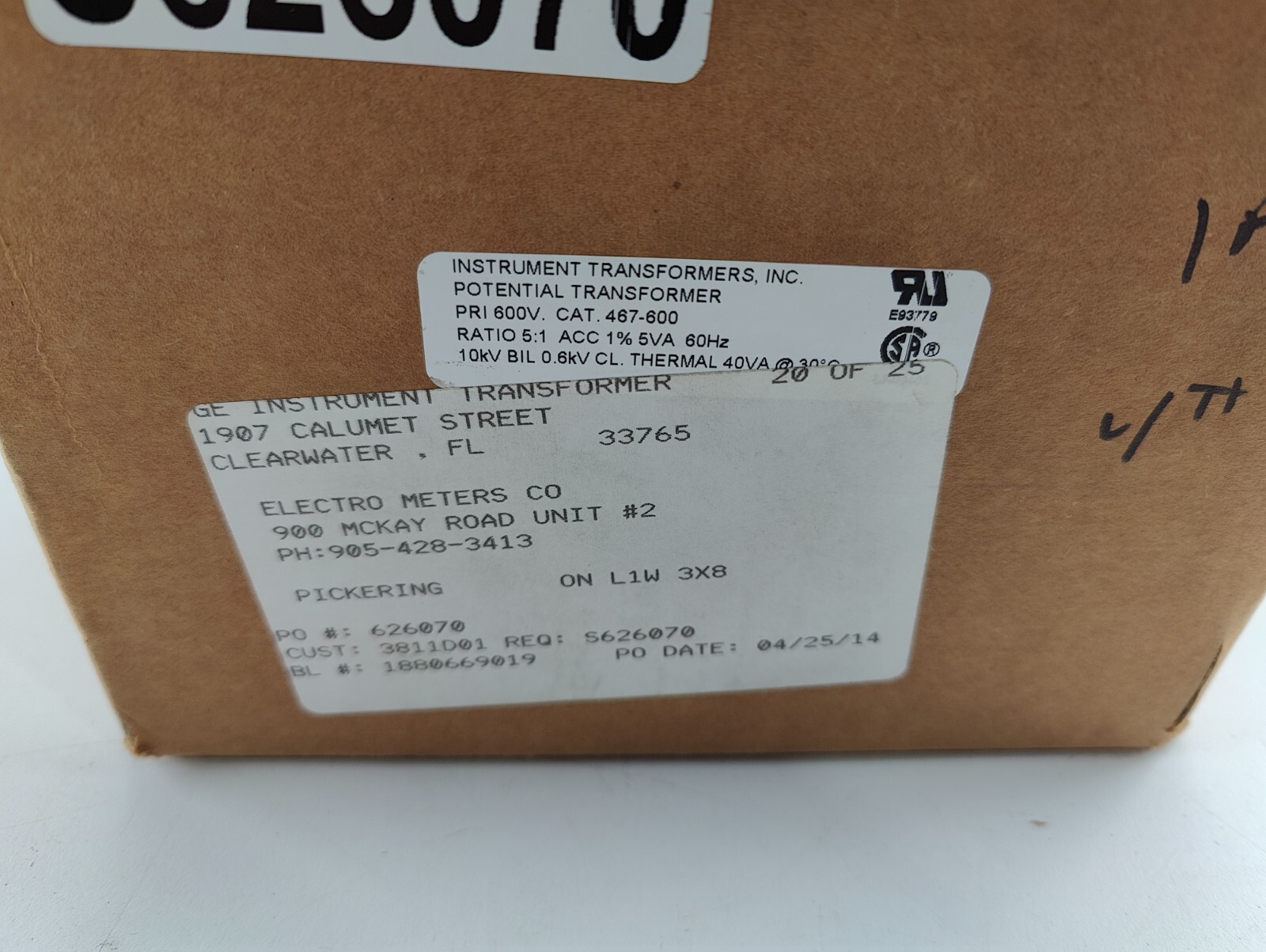 INSTRUMENT TRANSFORMERS INC 467-600 / 467600 NEW