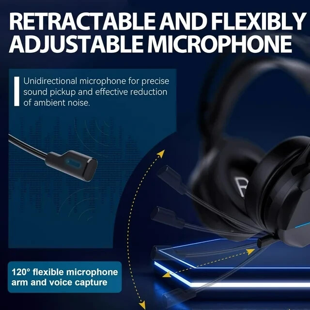 2.4G Wireless Bluetooth Gaming Headset, RGB Mic, PS5 Switch Xbox PC Compatible