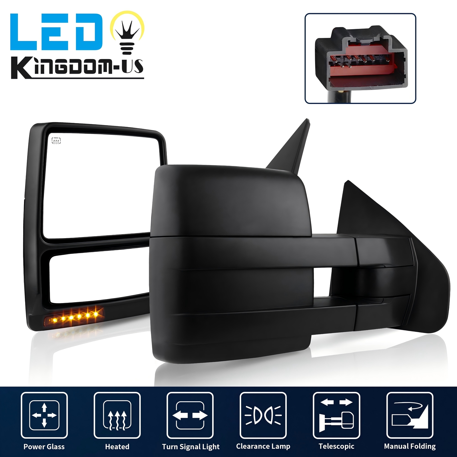 Left + Right Power Heated Tow Mirrors For 2007-2014 Ford F-150 F150 Puddle Light