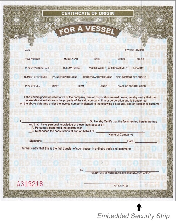 4 BOAT MCOs Certificates Of Origin MSO COO for all VESSELS boats, kayaks, etc