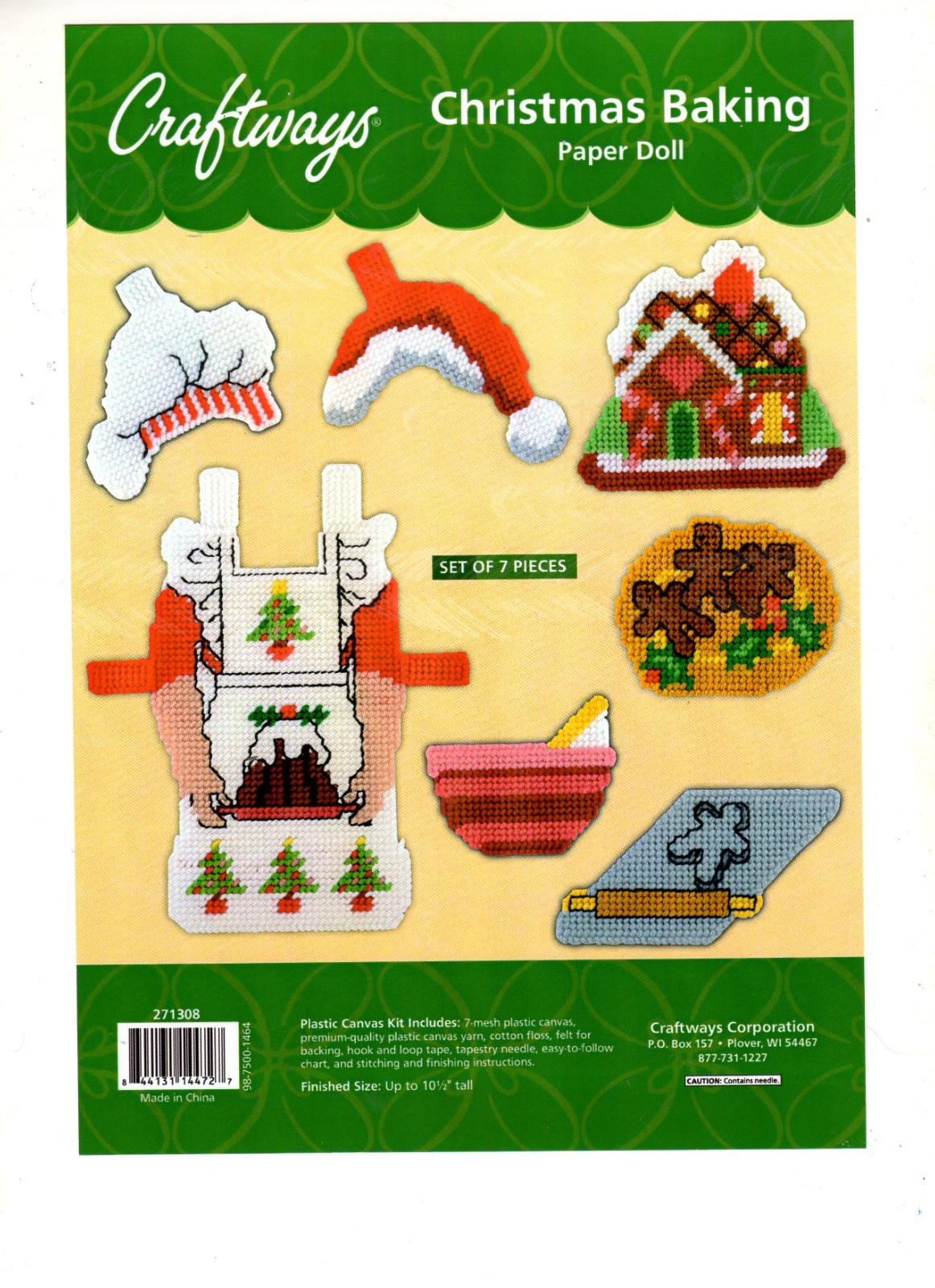 CHRISTMAS BAKING PAPER DOLL  7ct plastic canvas  PATTERN (#TF0193)
