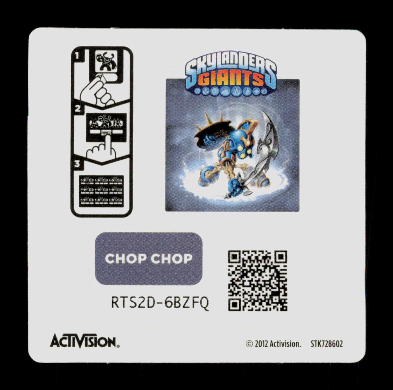 Chop Chop Skylanders Giants 2012 Activision Sticker
