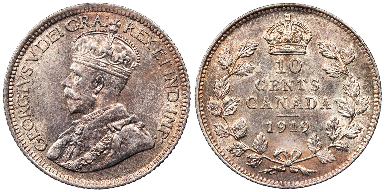 CANADA George V 1919 10 Cents George V UNC