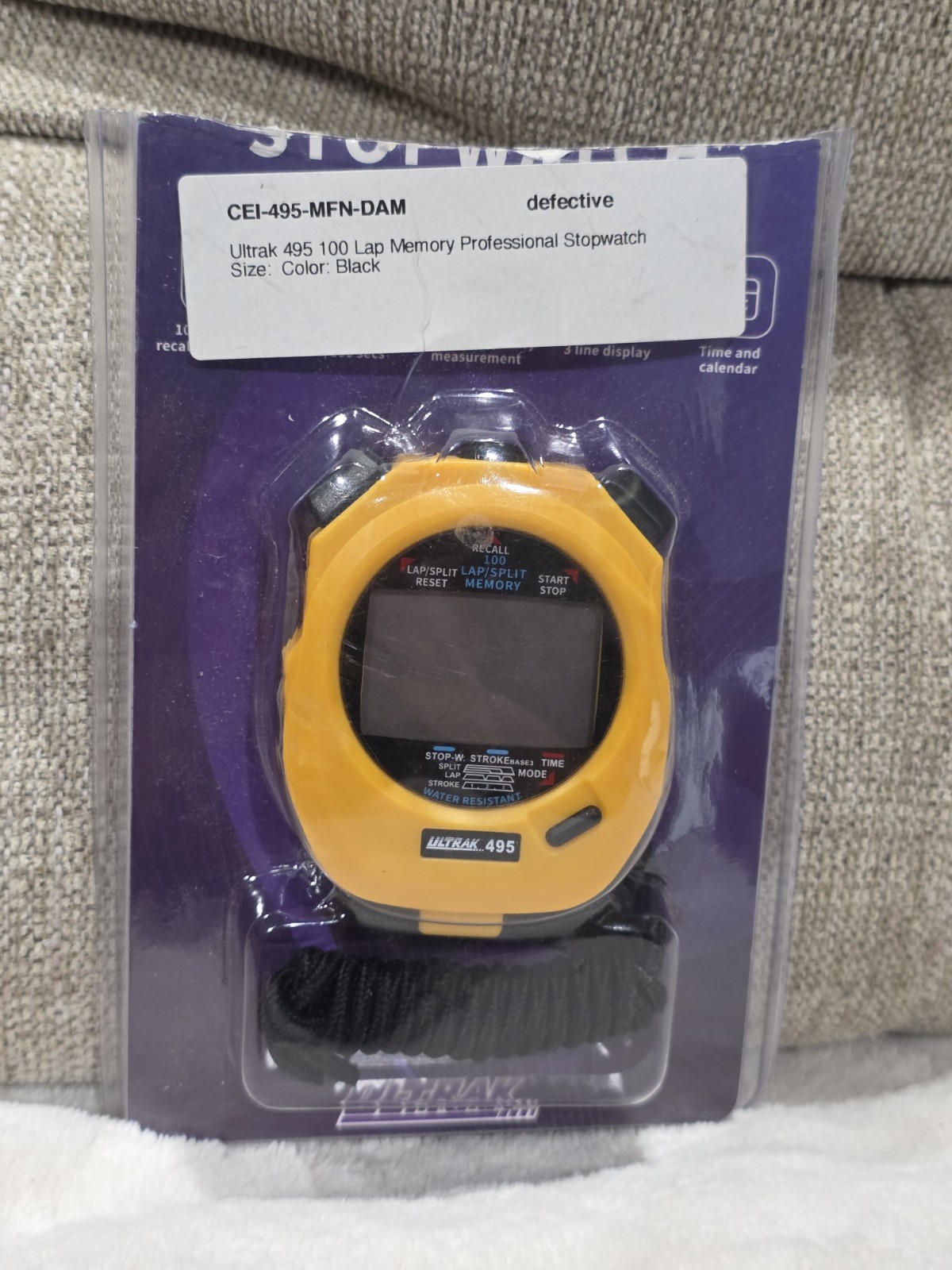 Ultrak 495 - 100 Lap Memory Professional Stopwatch *DEFECTIVE DOESNT TURN ON*