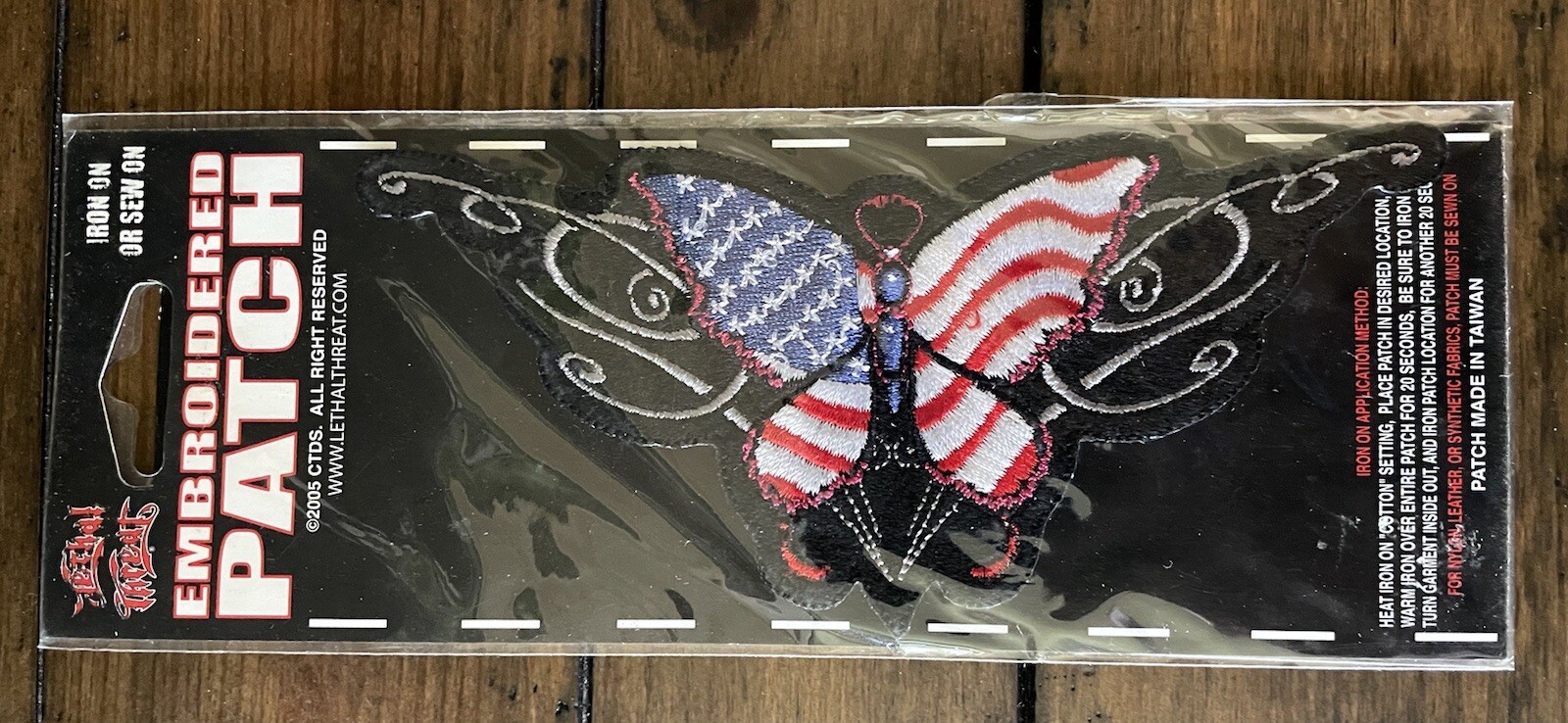 Lethal Threats Butterfly Patch -Embroidered Iron on Or sew On Butterfly Patch
