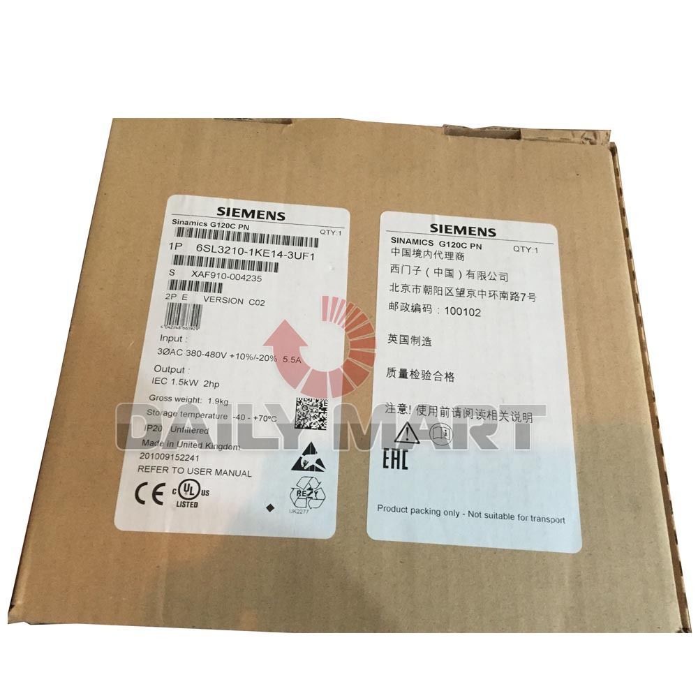 New Siemens 6SL3210-1KE14-3UF1 Sinamics G120C 1.5kW AC Inverter Drive 380-480V
