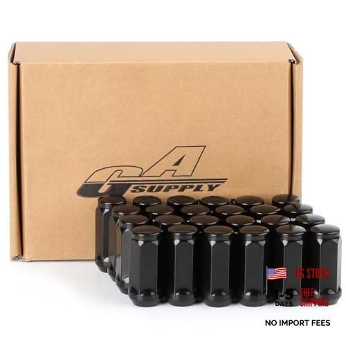 Lug Nuts 14X1.5, Close End Bulge Acorn Lug M14x1.5 Black 24pcs - 1.9" Tall