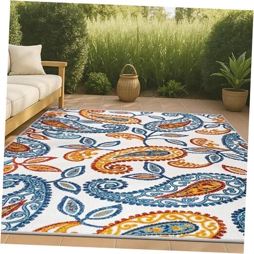 AMC102B-4 Julien Paisley High-Low Indoor Outdoor Area-Rug Bohemian Floral