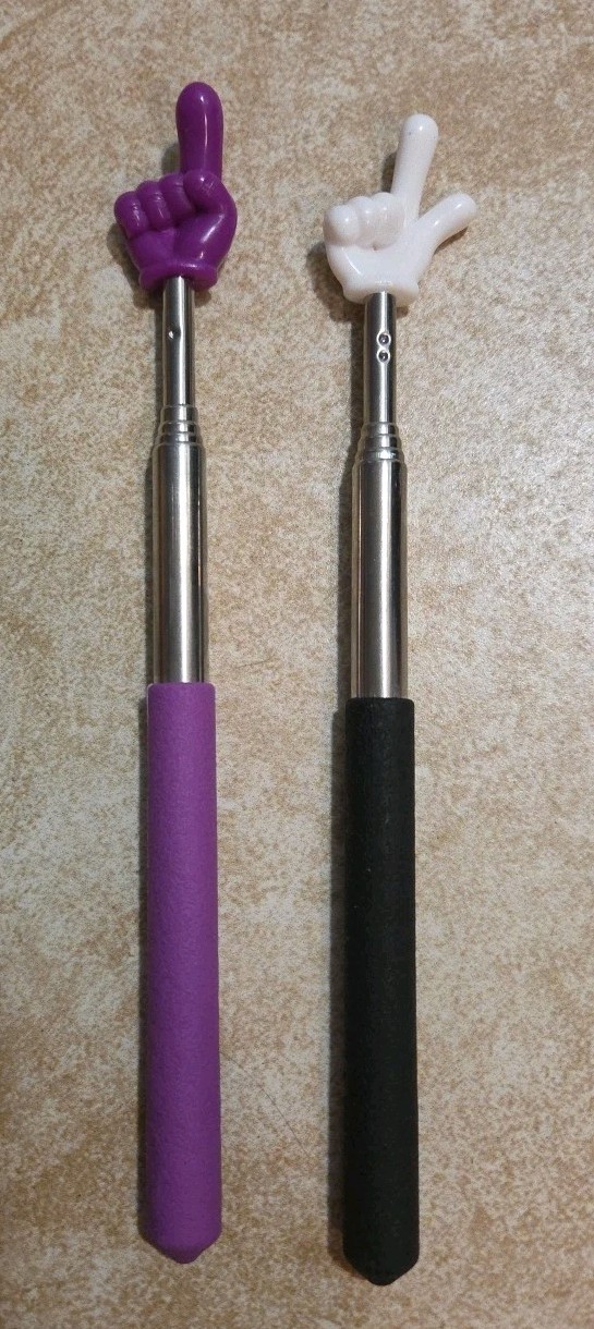 2 pieces Retractable Funny Finger pointer Purple and Black 27 Inch Long new !!