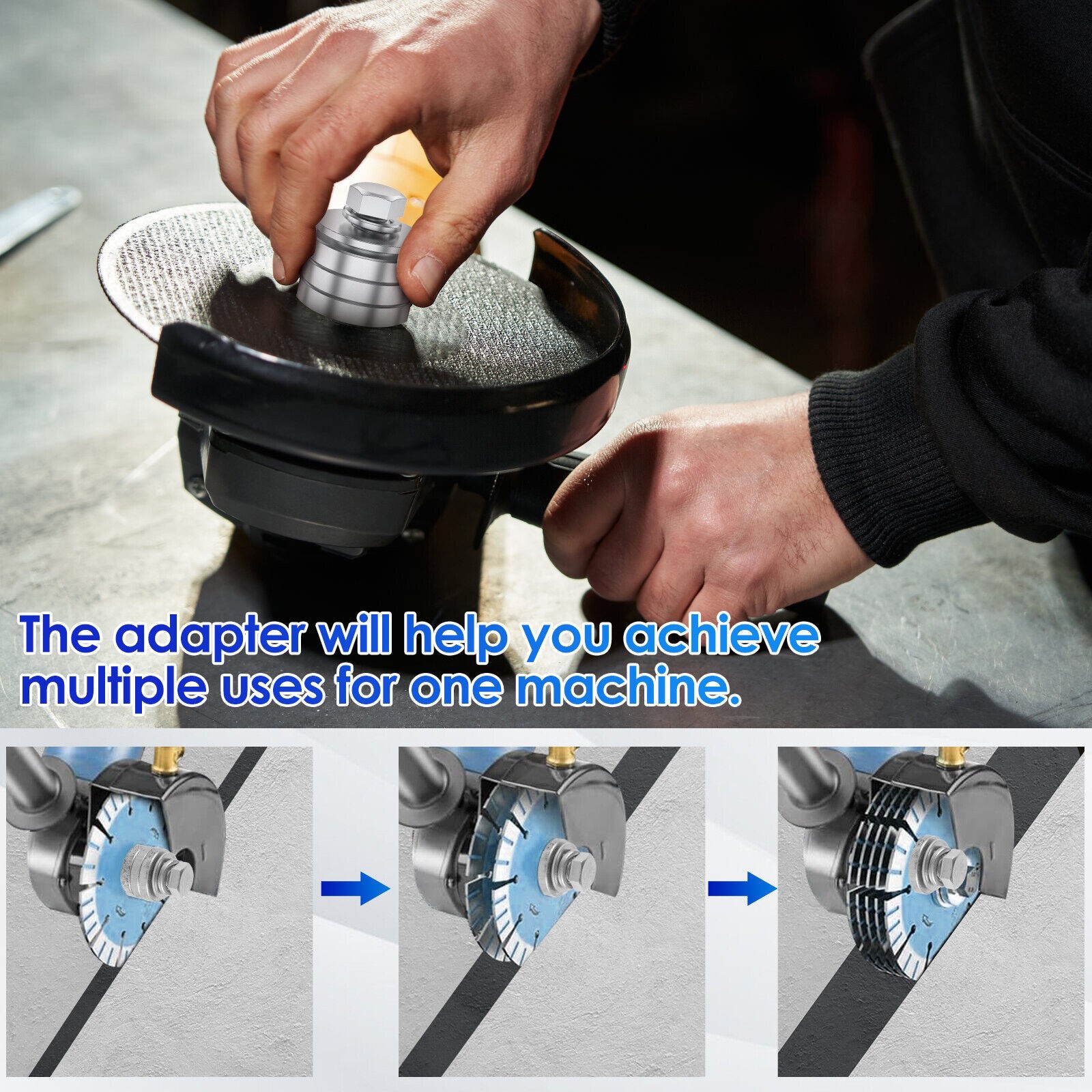 2x Angle Grinder to Grooving Machine Adapter Slotted Machine Accessory M10/M14
