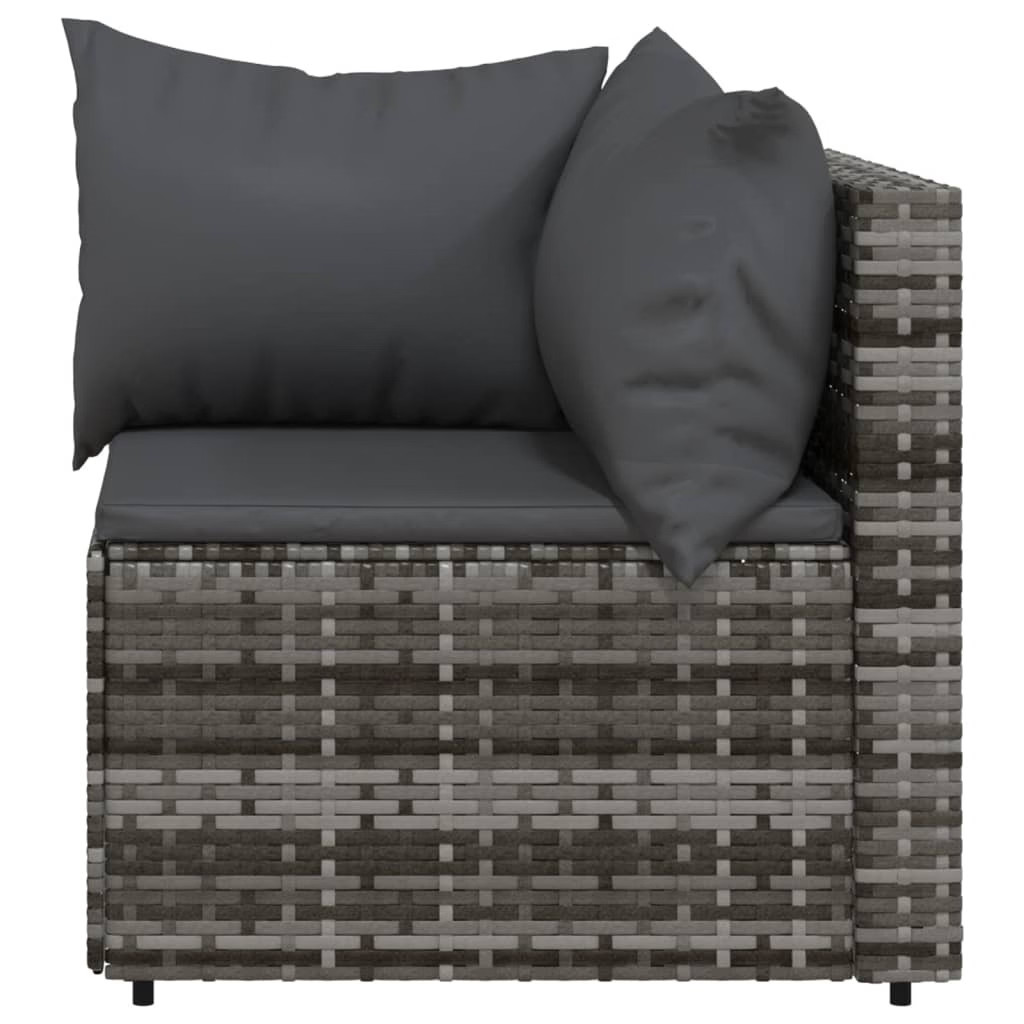 Patio Lounge Set Grey PE rattan, powder-coated steel, tempered glass