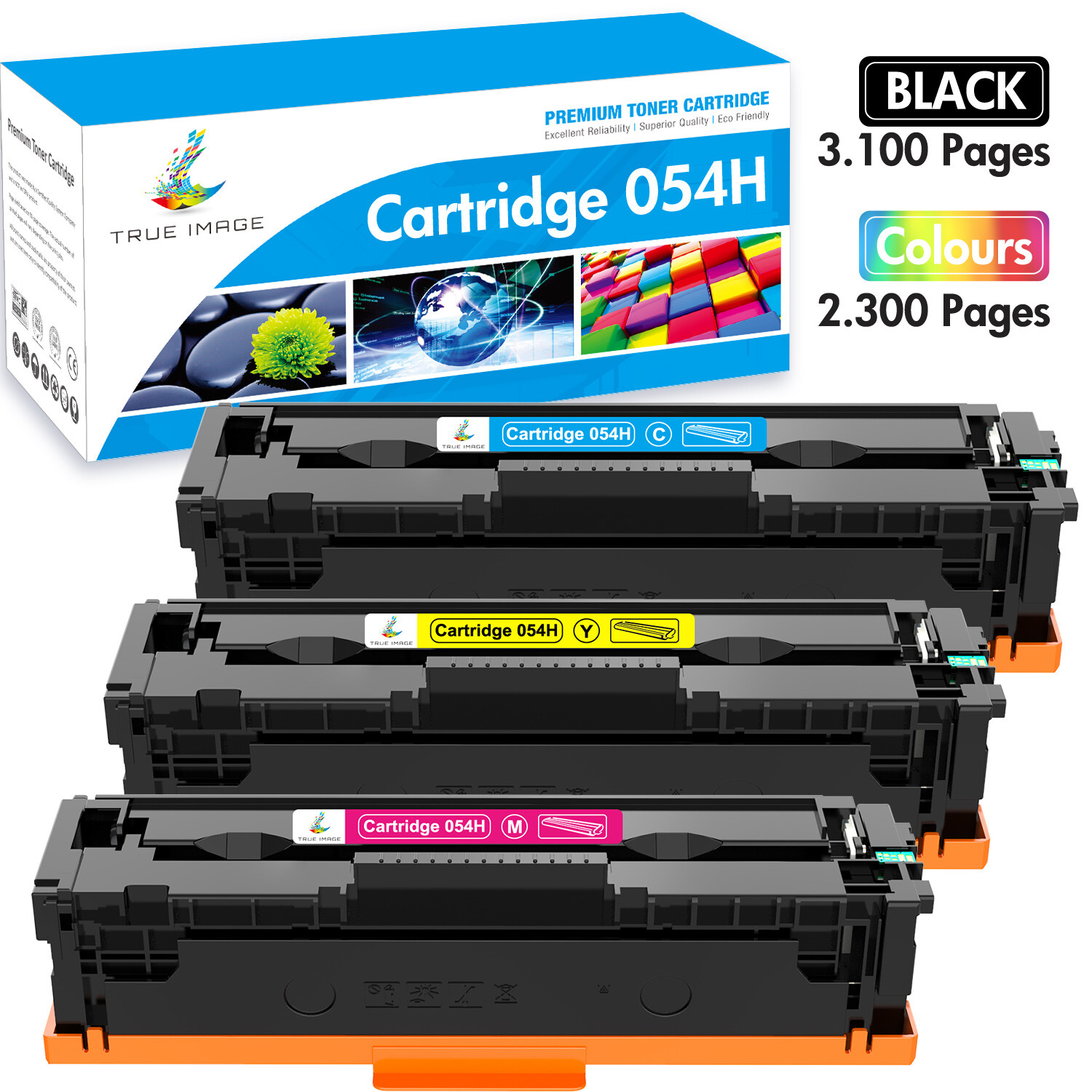3-Pack Toner Compatible for Canon 054H Color Imageclass MF640C MF644cdw MF642cdw