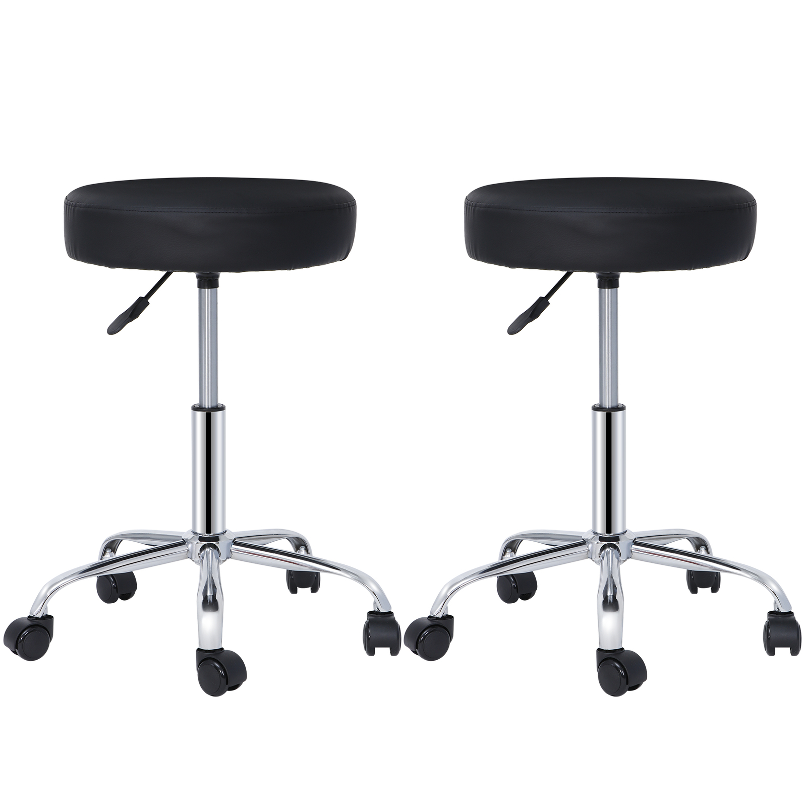 2PC Adjustable Hydraulic Stools Spa Salon Stools Swivel chairs Thick Pad Black