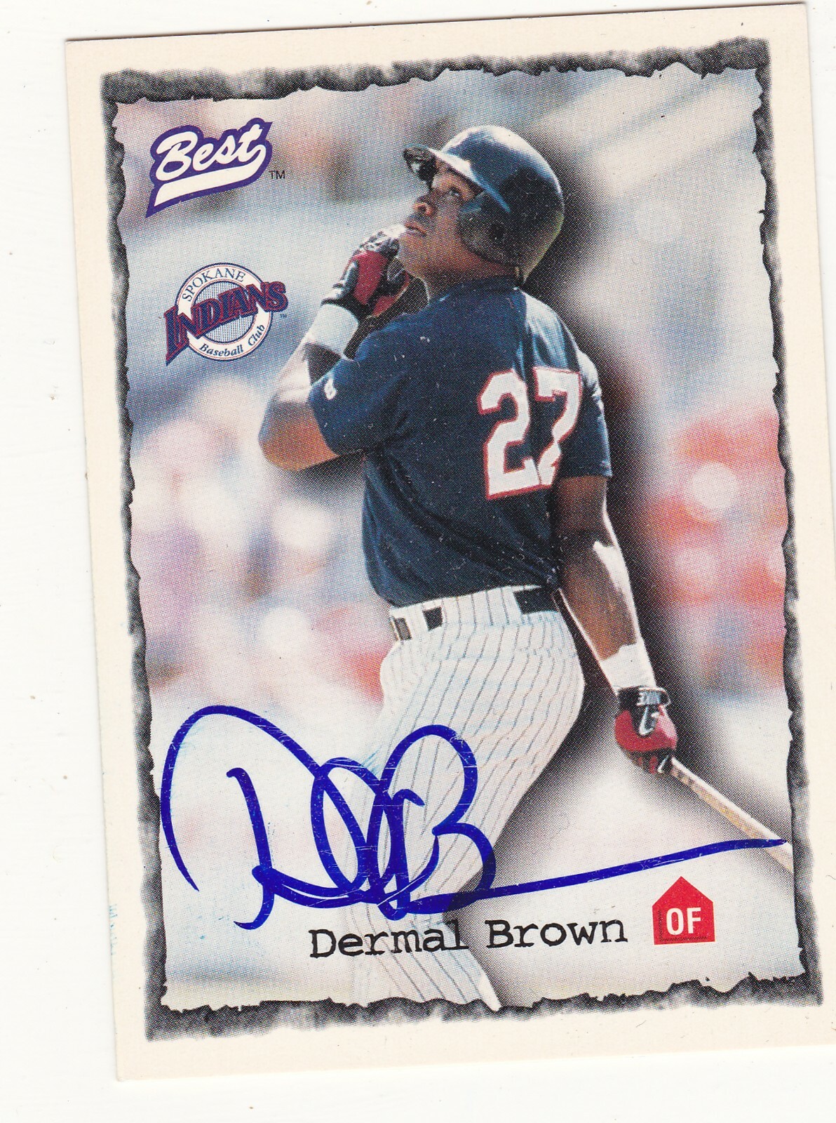 DEE BROWN SPOKANE INDIANS SIGNED BASEBALL CARD KANSAS CITY ROYALS OAKLAND A'S