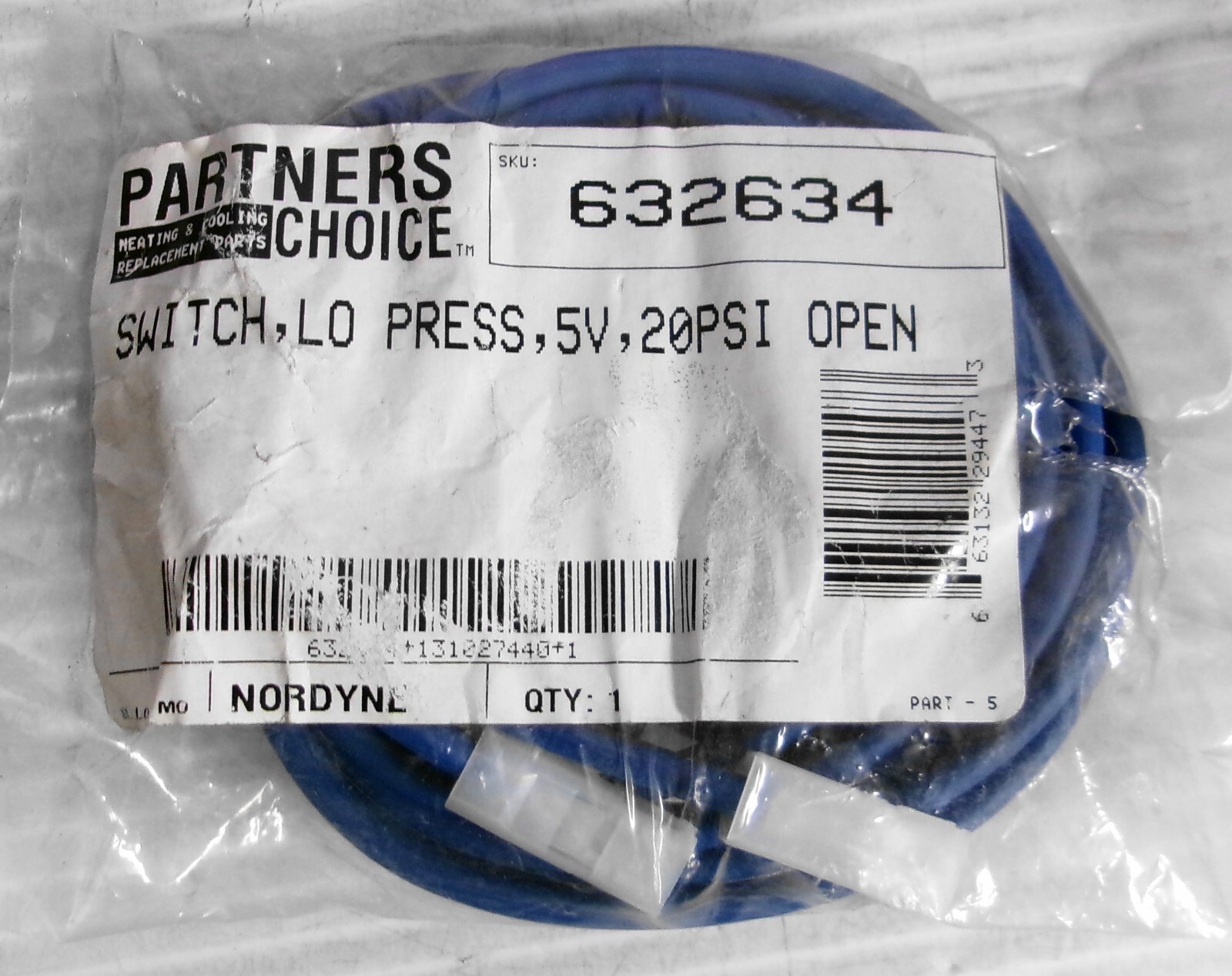 Partners Choice 632634 Low Pressure Switch 5V 20PSI Open