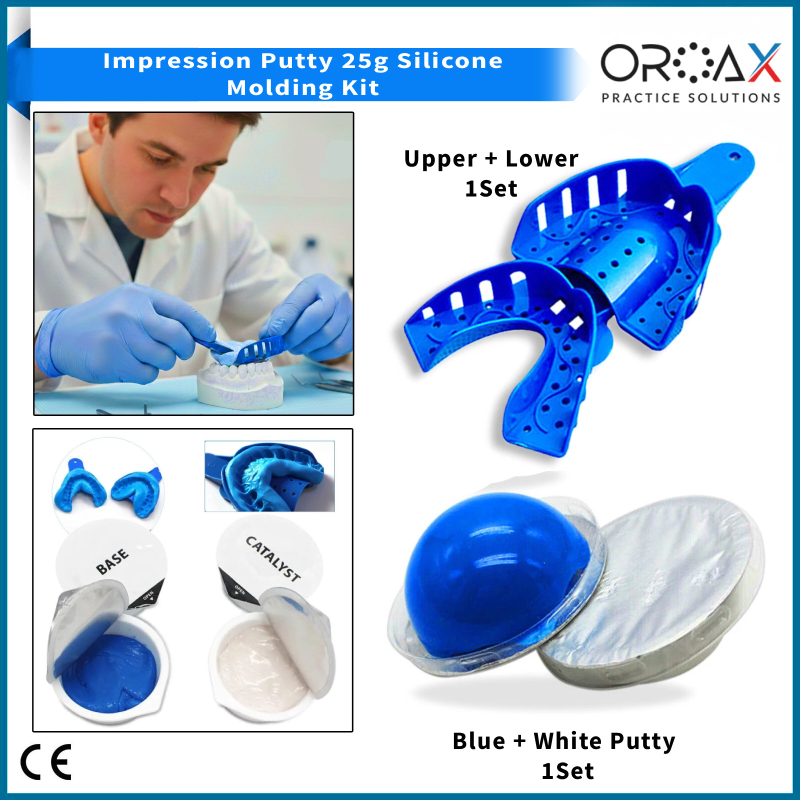 Dental Impression Putty Teeth Mold Kit Large Upper & Lower Impressions Trays