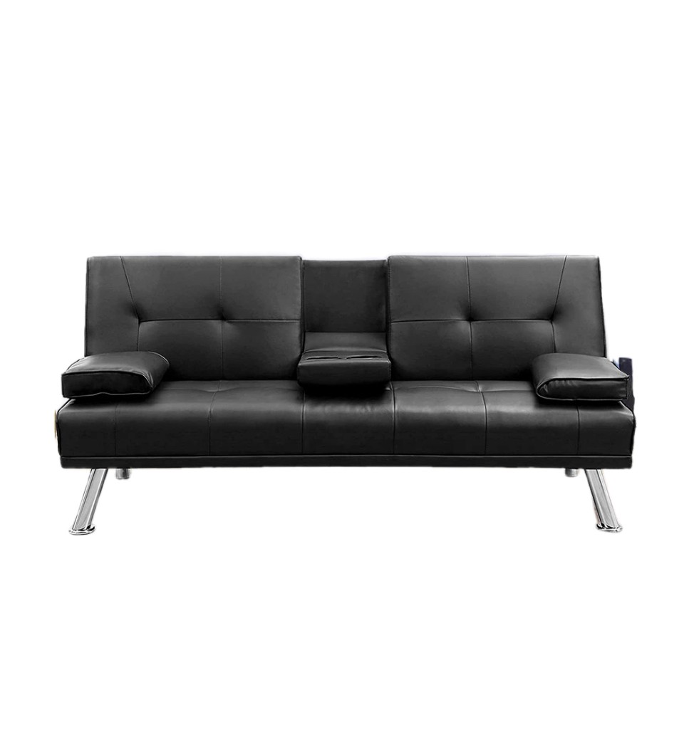 Sofa Bed, Modern Faux Leather Convertible Folding Lounge Sofa
