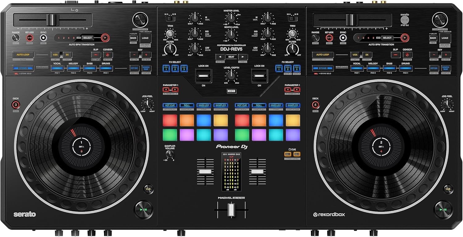 Professional Scratch-Style DJ Controller with Stems Control & Piano Play Mode