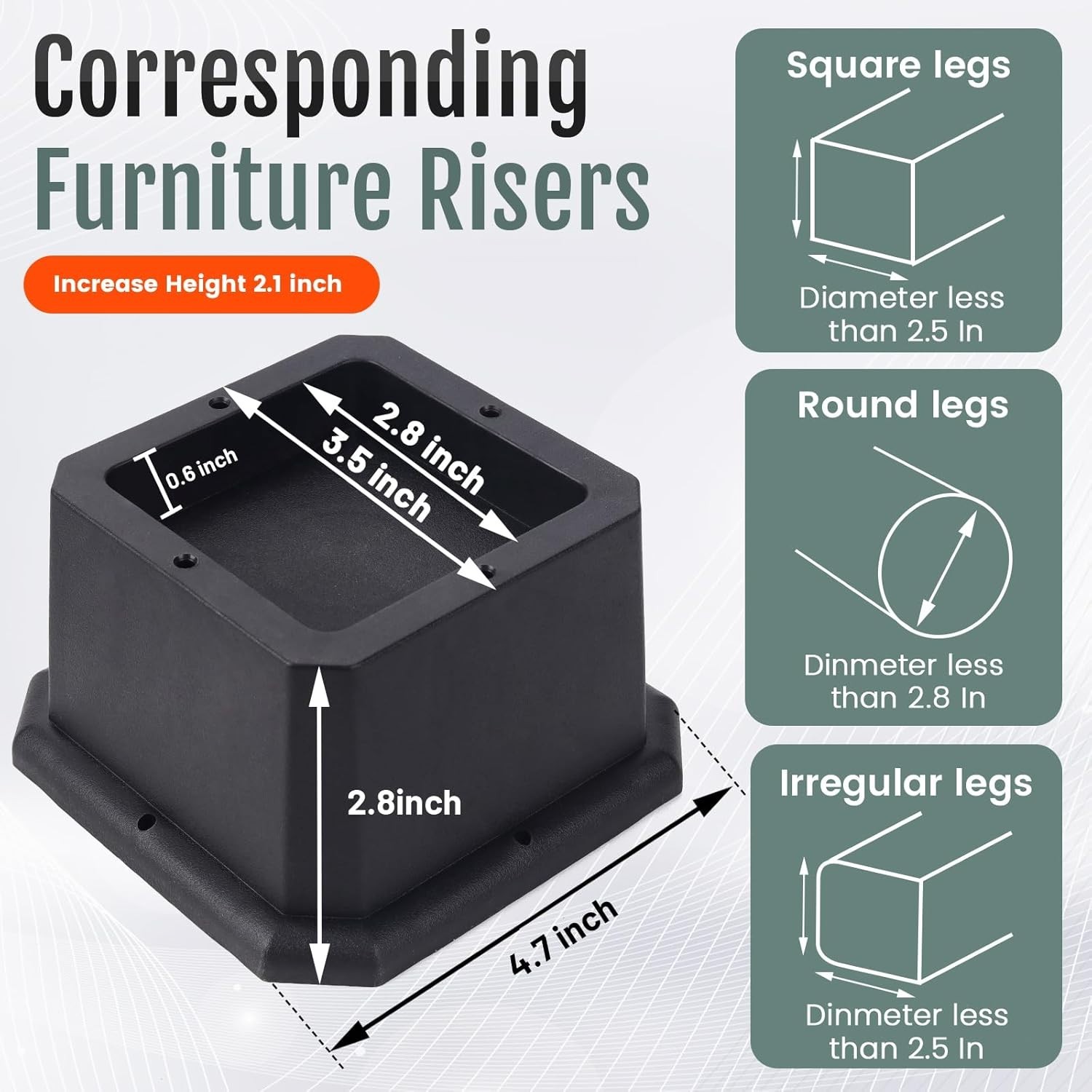Furniture Risers 2 Inch Bed Risers Heavy Duty Adjustable Dorm Bed Lifts Risers T