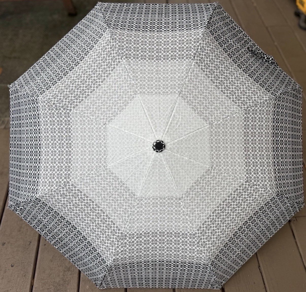 Coach Umbrella with Grey and Black Ombre Pattern and Monogram C Logo