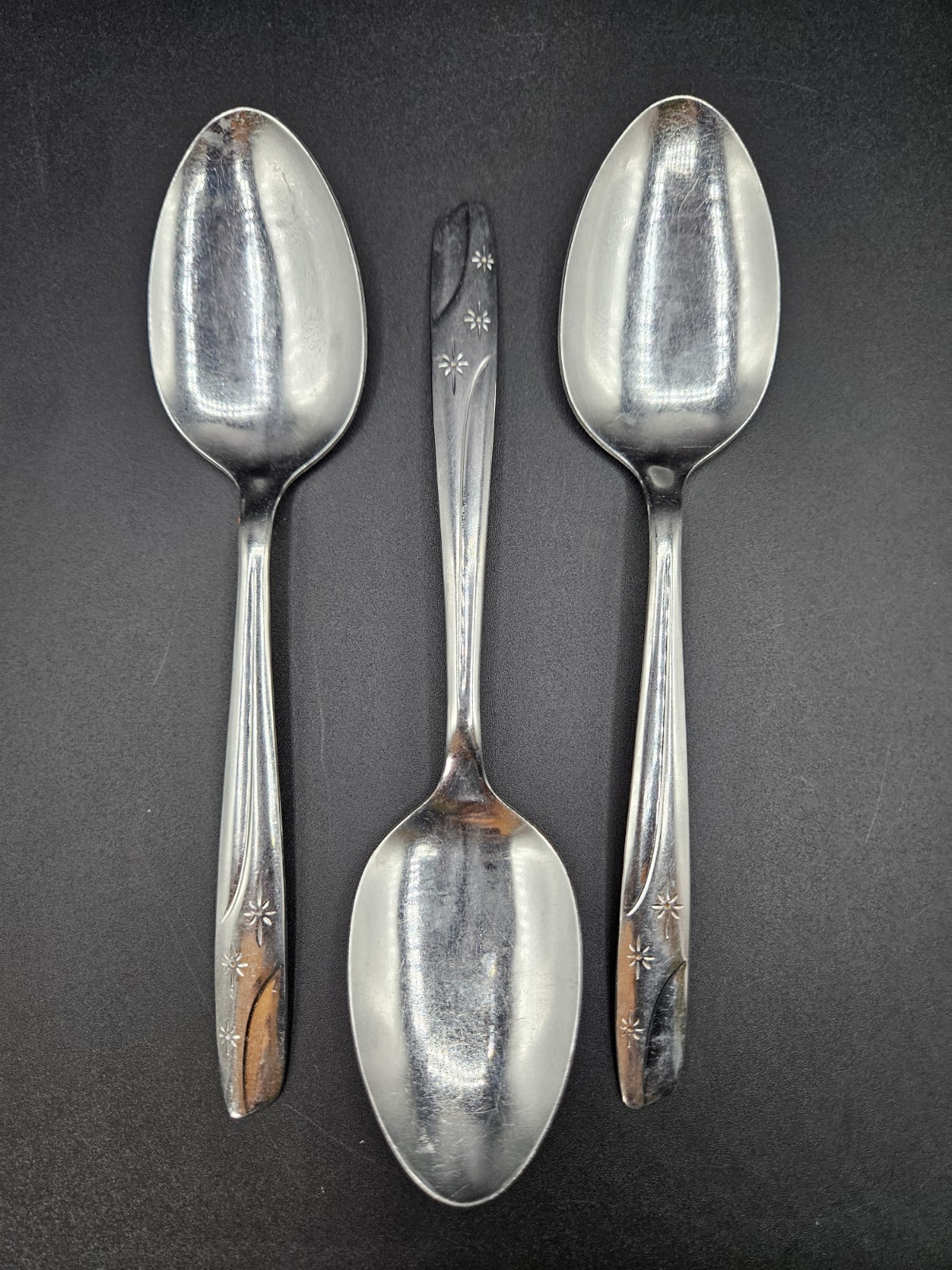 Vtg Set Of 3 Thor Starlet Atomic Starburst Serving Spoons 8"