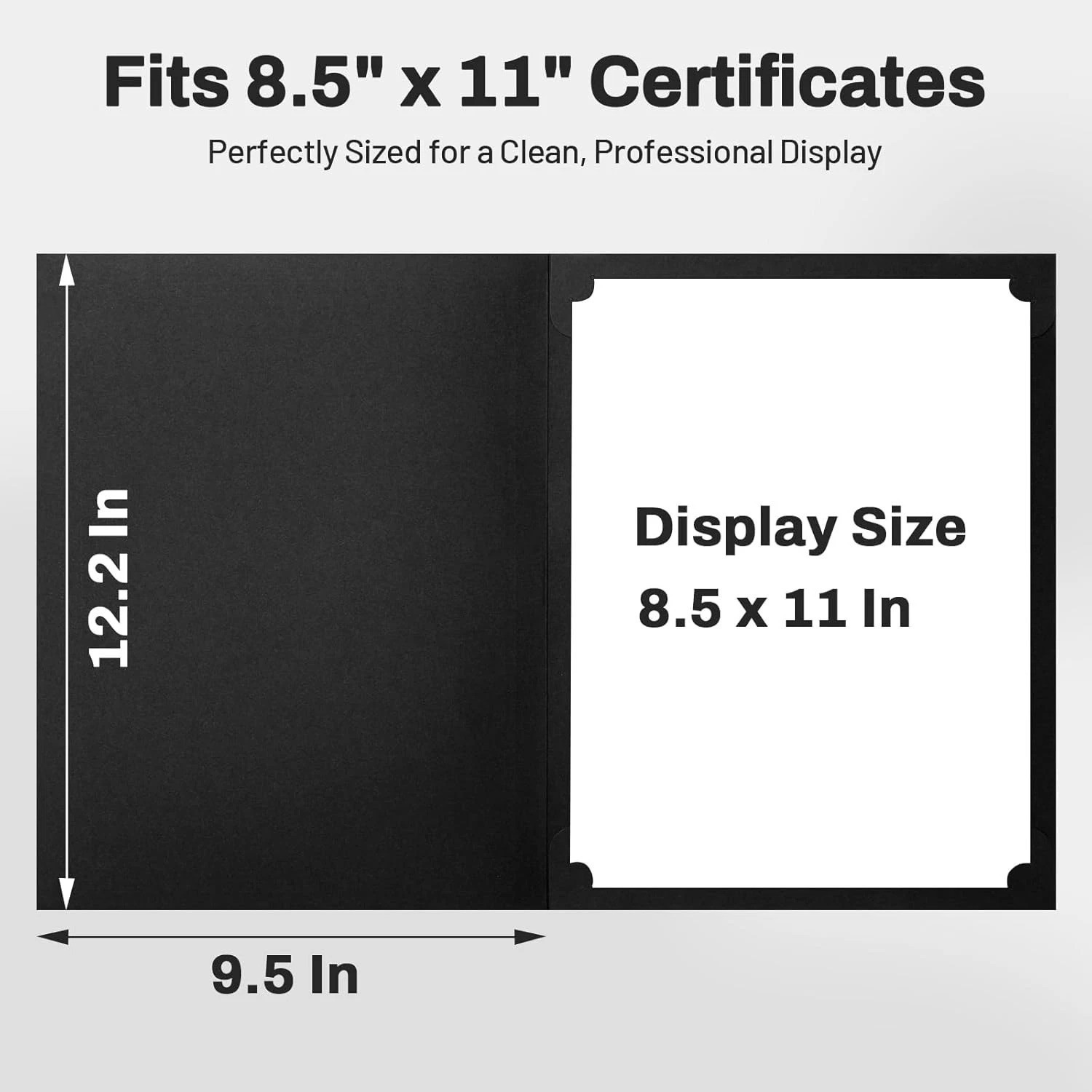 Black Certificate Holders, 50 Pack - Gold Foil Border