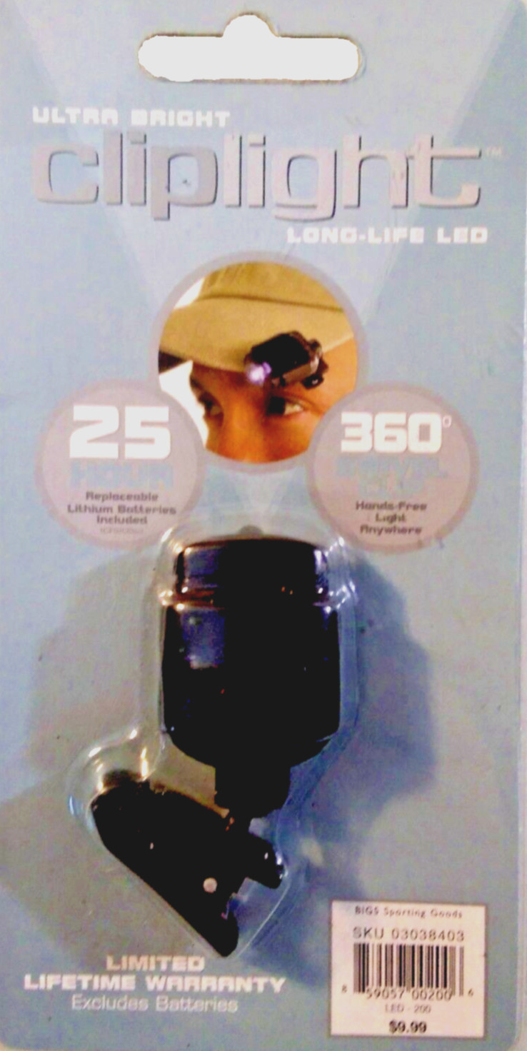 Ultra Bright ClipLight-25hr Battery Life-360° Swivel-Ideal for Headlamp-