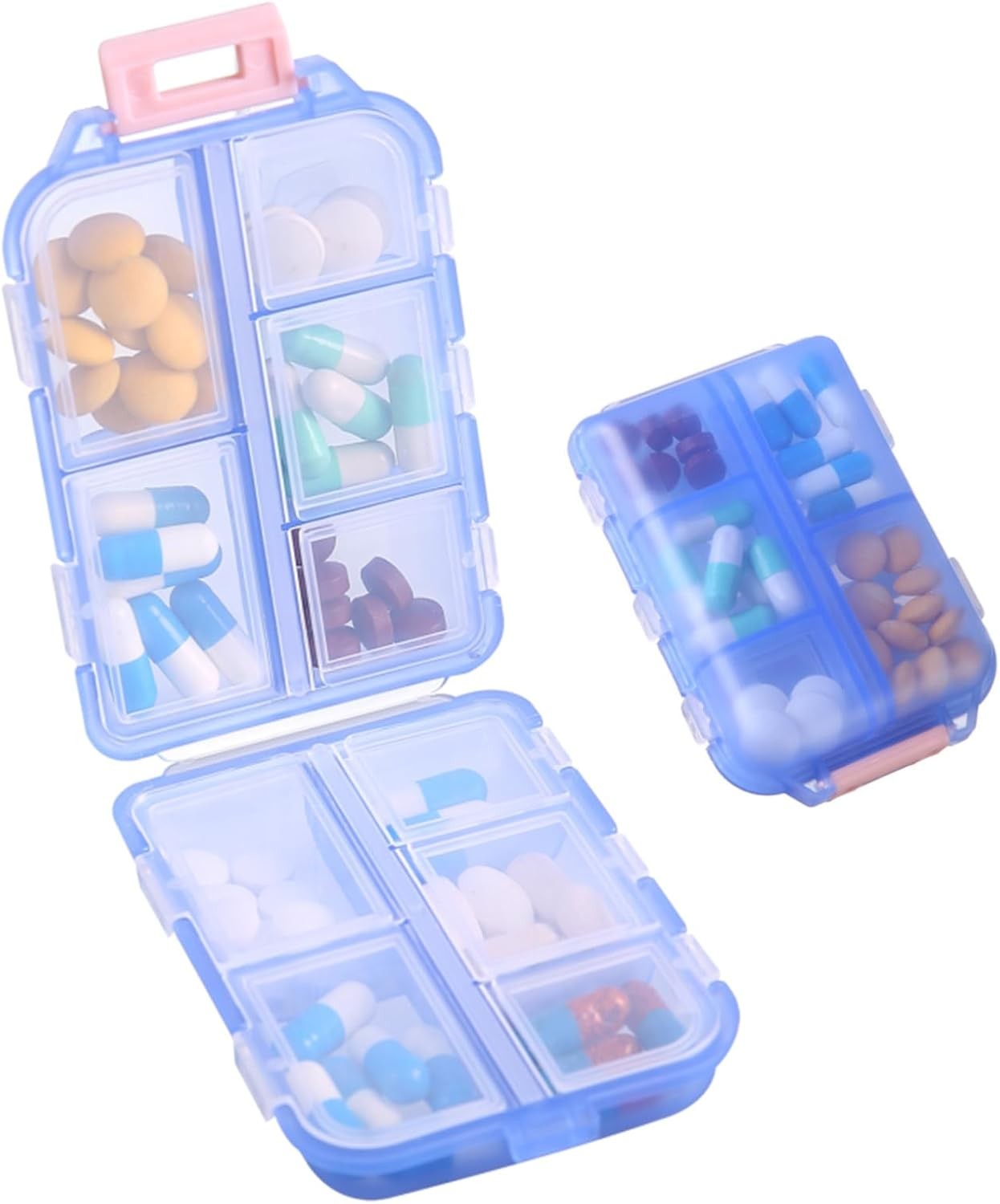 1Pack Travel Pill Organizer - 10 Compartments Pill Case, Compact and Portable