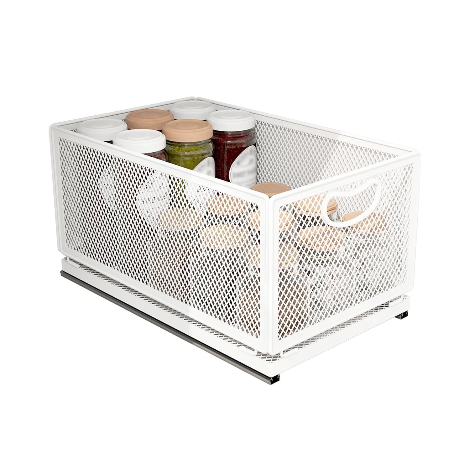Sliding Cabinet Basket Organizer Drawer Self Adhesive Slide out Pantry Shelve...