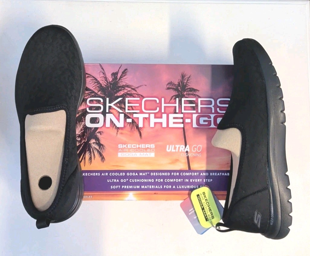 Skechers Womens Shoe On The Go Flex Eden Black Casual SlipOn 39 US9 New Box $100