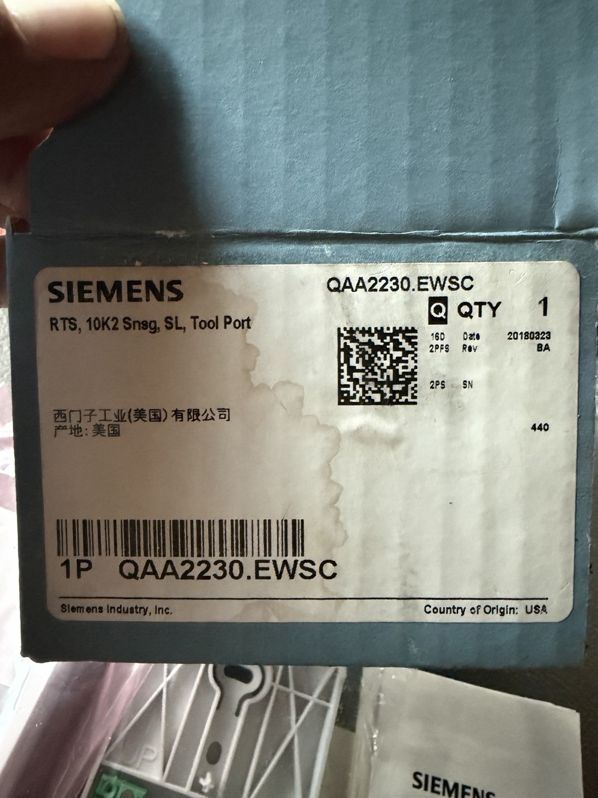 Siemens QAA2230.EWSC Room Temperature Sensor New