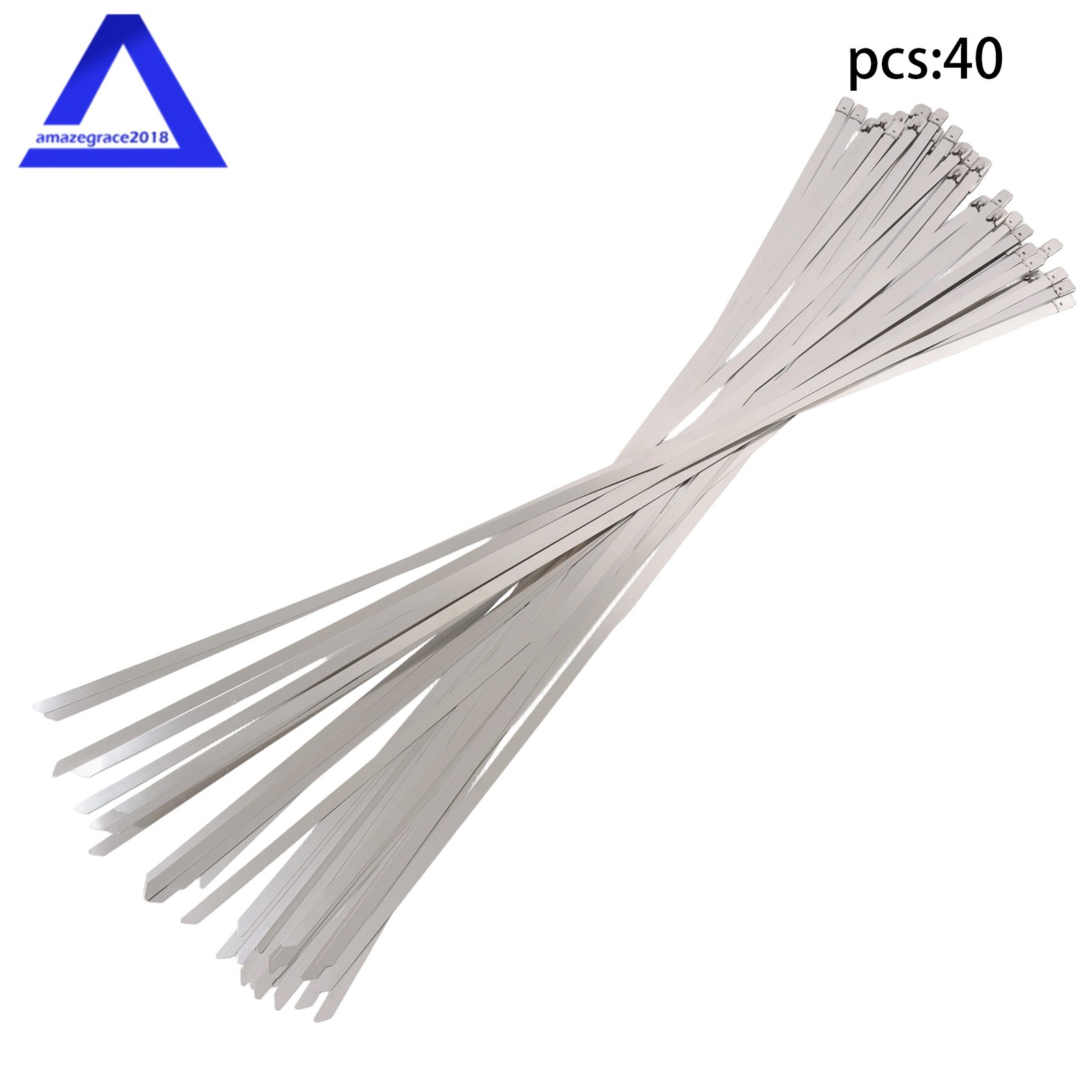 40Pcs Stainless Steel Cable Ties, 24 Inches, Heavy-Duty Self-Locking, 500 lbs