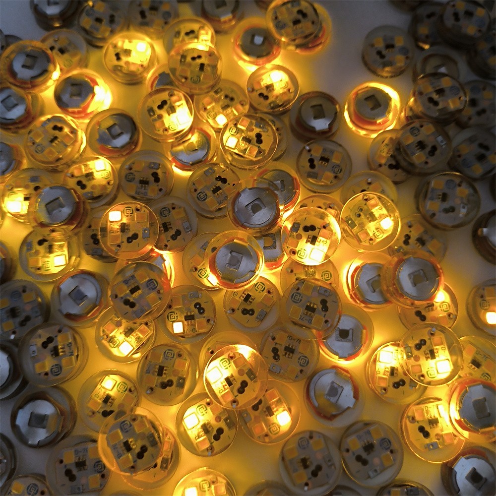 10/50/100pcs 1.7cm round golden yellow vibration flash, collision light DIY