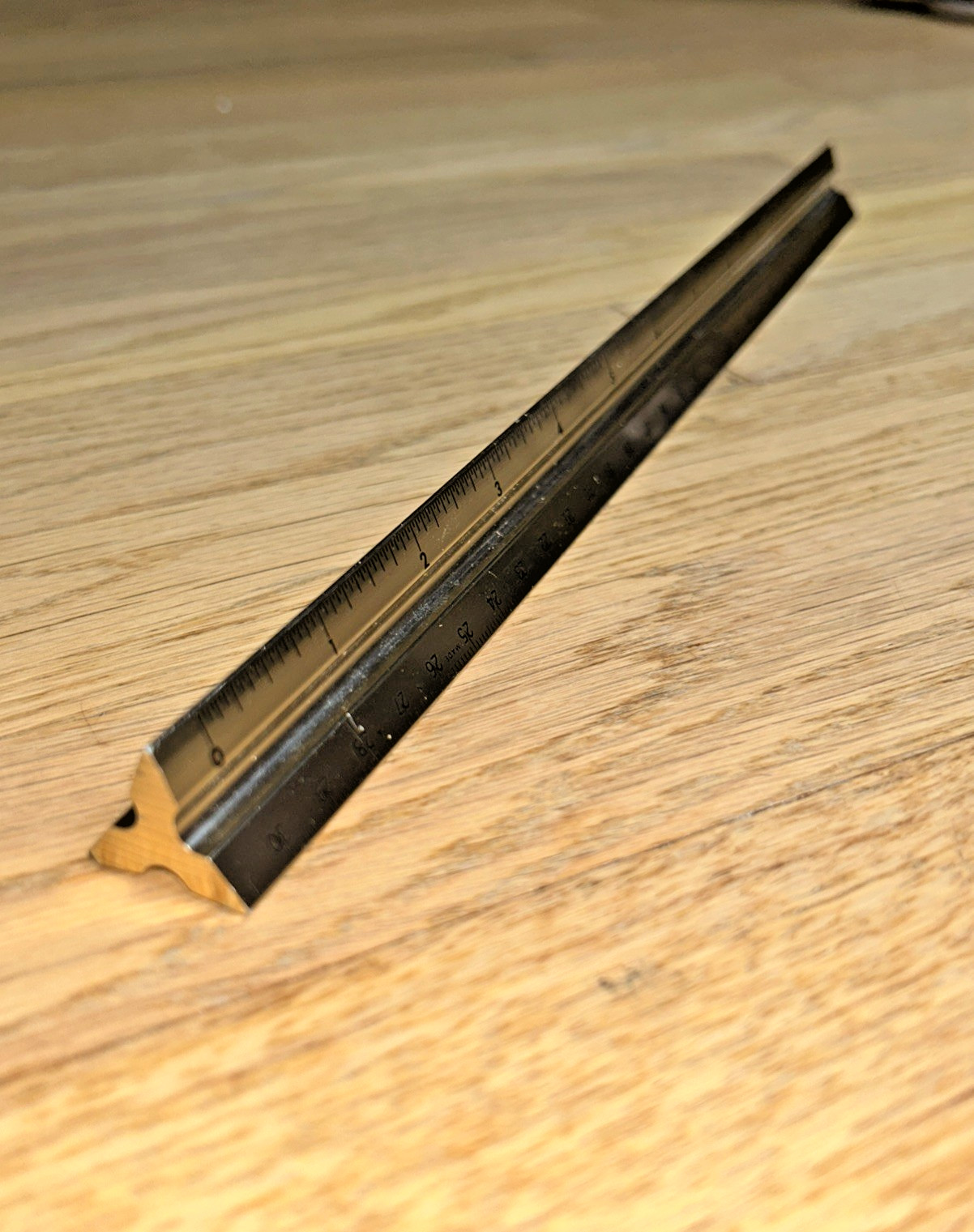 Vintage NEWARK ELECTRONICS / RCA Solid State BRASS Architectural Triangle Ruler