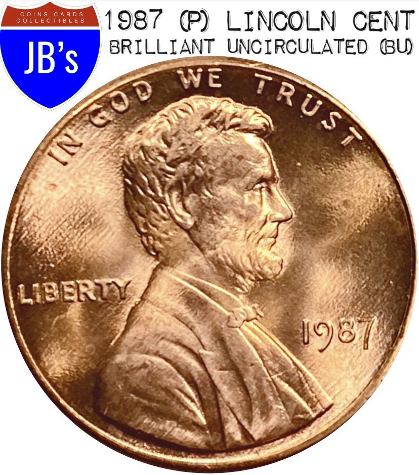 1987 (P) Lincoln Memorial Cent Penny 1c - BRILLIANT UNCIRCULATED (BU)