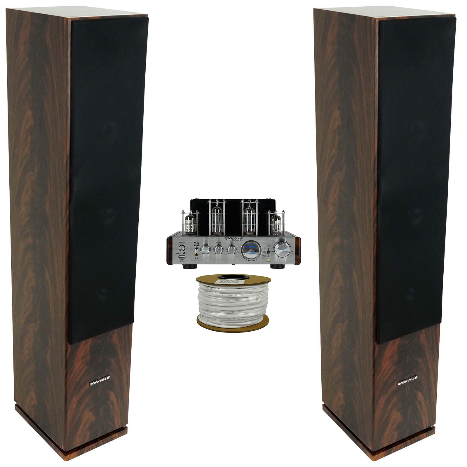 Rockville BluTube DK Bluetooth Tube Amplifier/Home Receiver + (2) Tower Speakers