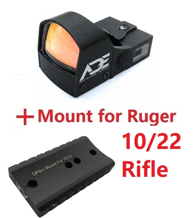 ADE Compact RD3-009 Red Dot Sight + Optic Mounting plate for Ruger 10/22 Rifle