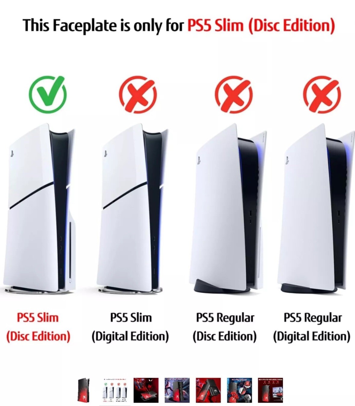 Faceplate PS5 Slim Disc Version Protective Cover Hard Replacement Spiderman 2