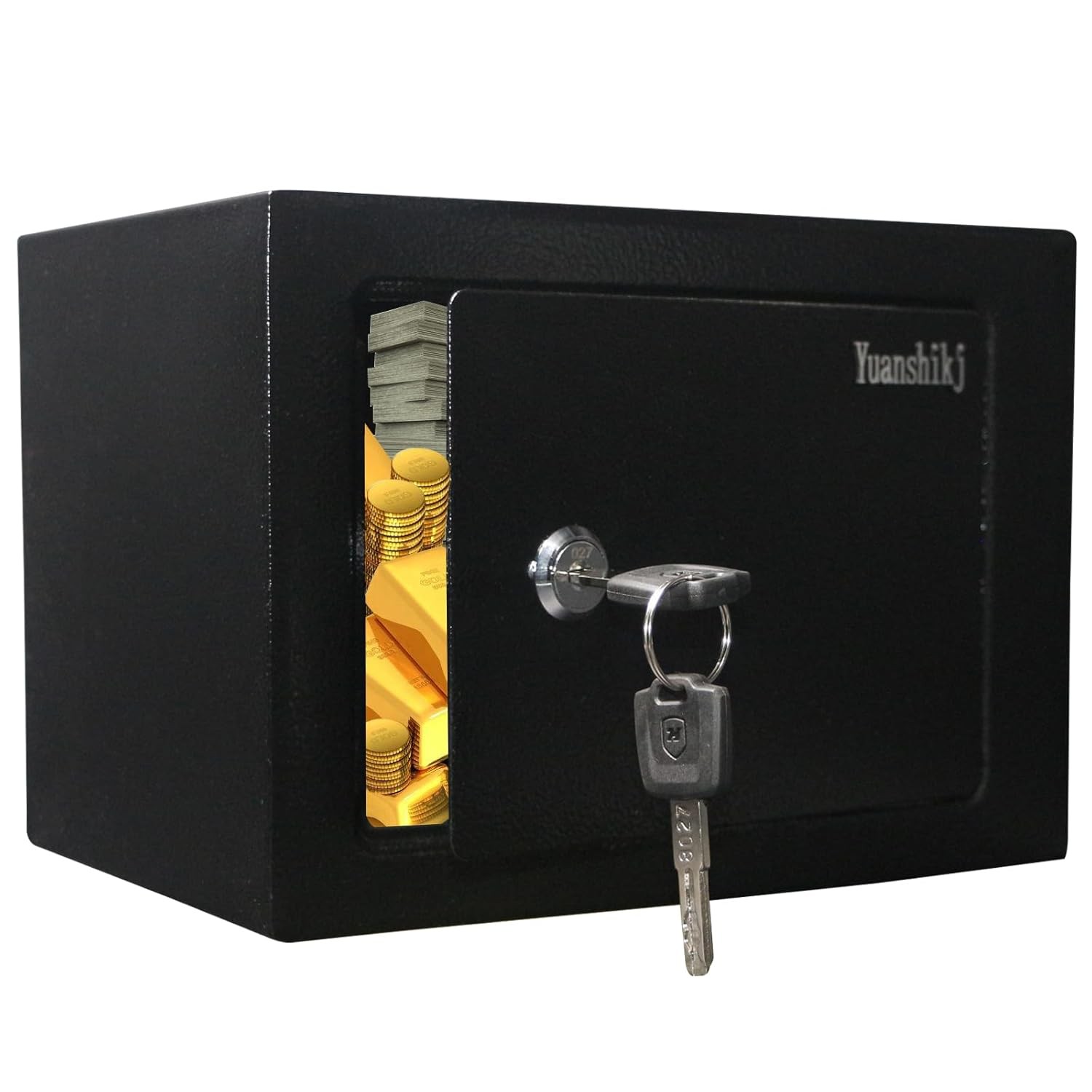 Portable Steel Hanging Safe Box 0.23 Cu Ft Key Lock Wall Mount Small Security