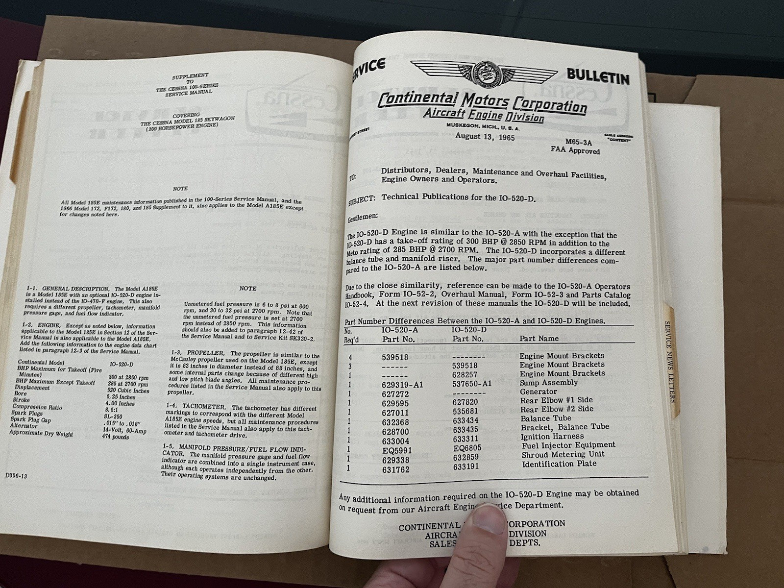 1965 Cessna Service Information Summary Manual All Models, Original Read