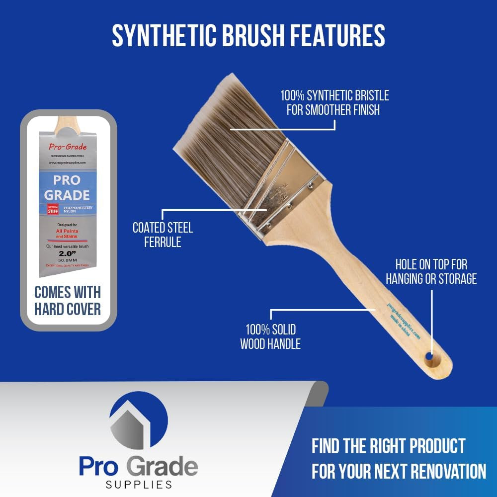 12 Pack 3" Angle Paint Brushes for Walls, Trim, & Detail Work