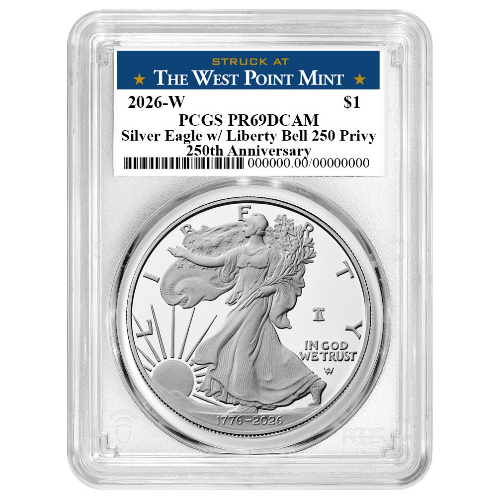 2026-W $1 1-oz Proof American Silver Eagle PCGS PR69DCAM West Point Label