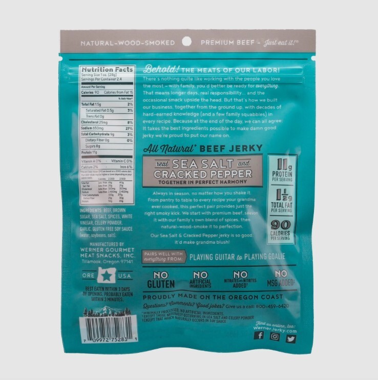 Werner 2.4 oz. All-Natural Sea Salt & Cracked Pepper Beef Jerky