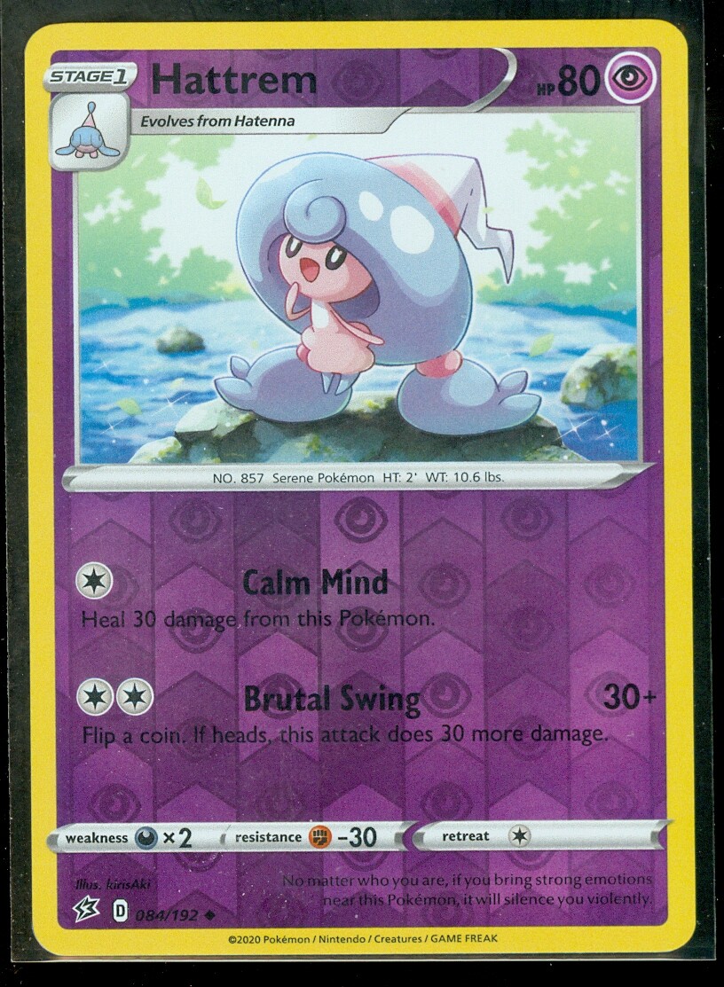 Pokemon HATTREM 084/192 Rebel Clash - Rev Holo - - MINT