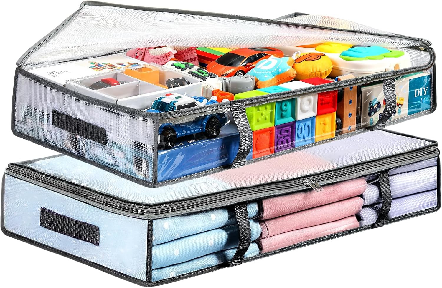 2 Pack under Bed Storage Containers Bins, Humid-Proof Plastic Underbed Storage B